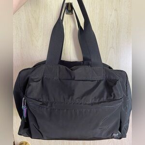 PS by Paul Smith Black Zebra Logo Duffle Overnight Bag Black Nylon